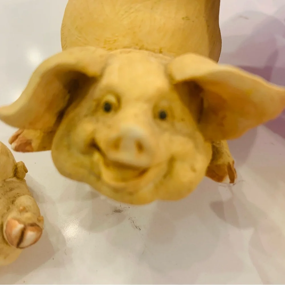 Vintage Set Of Three Little Pigs Ceramic 2001 By Home Interiors No Flaws 3x2 in - Picture 12 of 12
